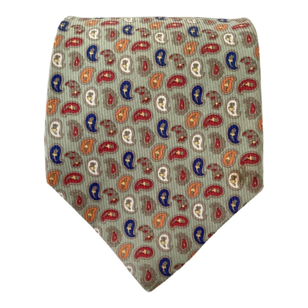 VAN LAACK Green Paisley Silk Tie Switzerland 58"-3.7" EC